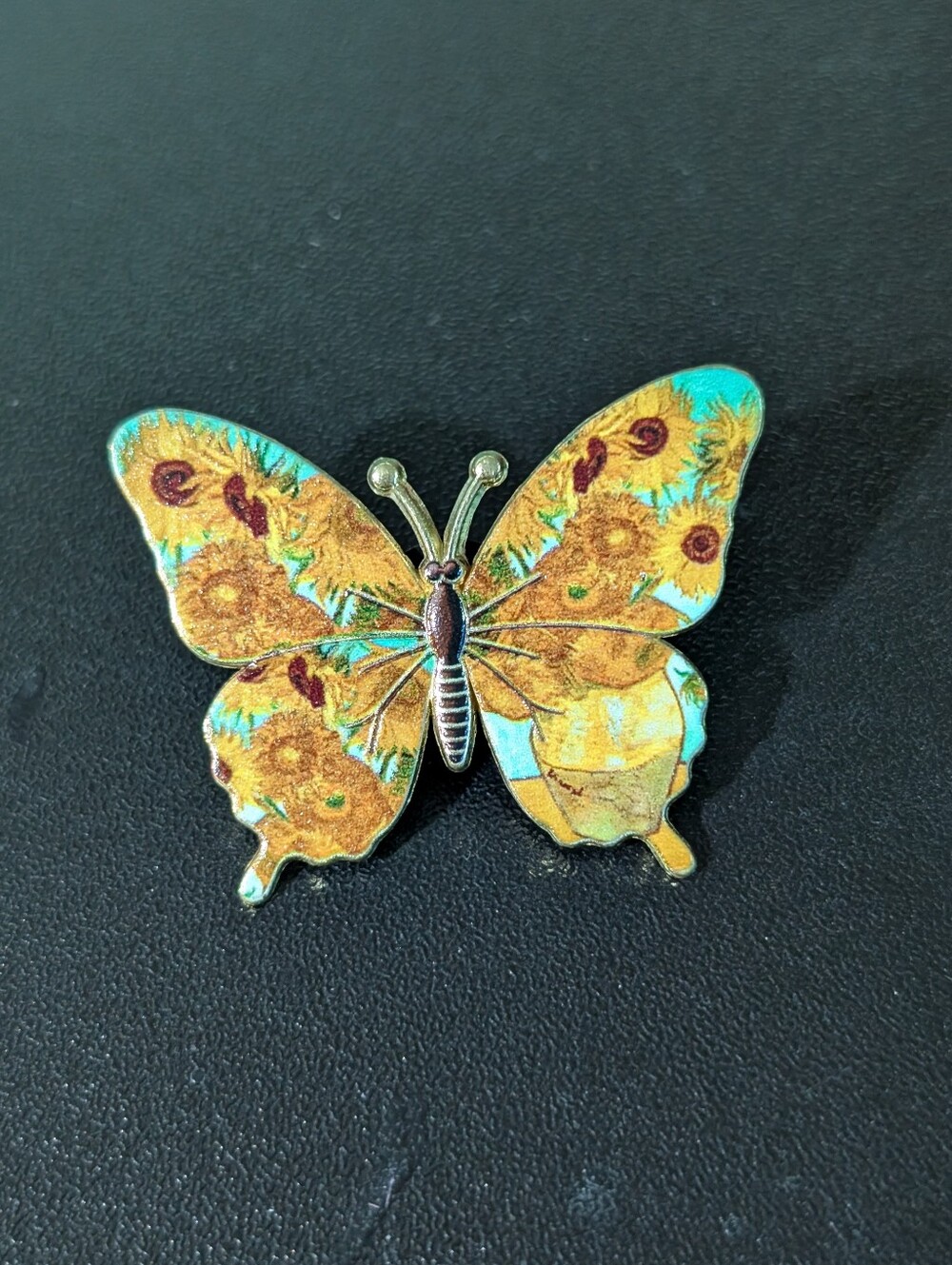 Handcrafted Turquoise and Gold Butterfly Accent Pin
